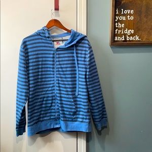 XL striped zip up hoodie